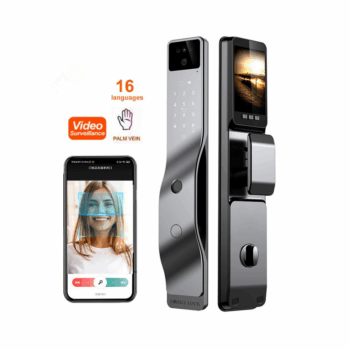 Serrure intelligente grise avec reconnaissance faciale