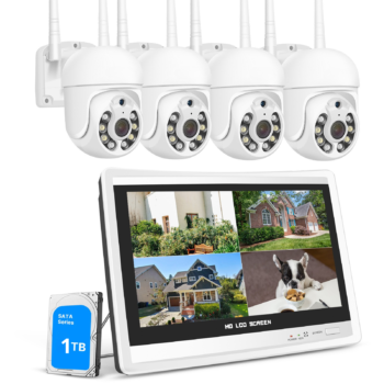 Kit vidéosurveillance Wifi 4 cameras 5MP, écran 12" et HD 1T