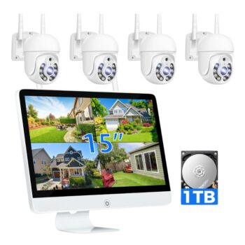 Kit vidéosurveillance Wifi 4 cameras 5MP, écran 15″ et HD 1T