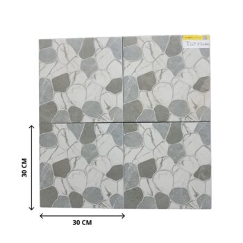 Carreau antidérapant effet galet gris et blanc - 30x30 cm