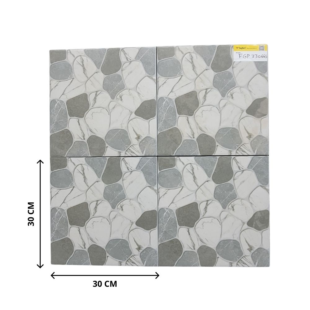 Carreau sol intérieur 30x30 Carreau antidérapant effet galet gris et blanc x cm