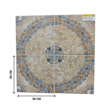 Carreau Antidérapant Effet Galet Beige et Gris - 30x30 cm